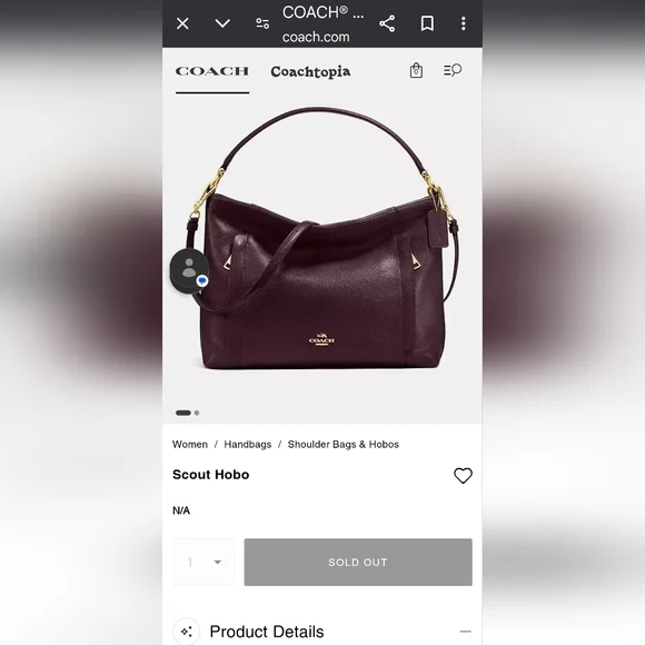 🎁 NEW COACH Scout Hobo Burgundy Oxblood Satchel/Shoulder/Crossbody Bag - Picture 2 of 16